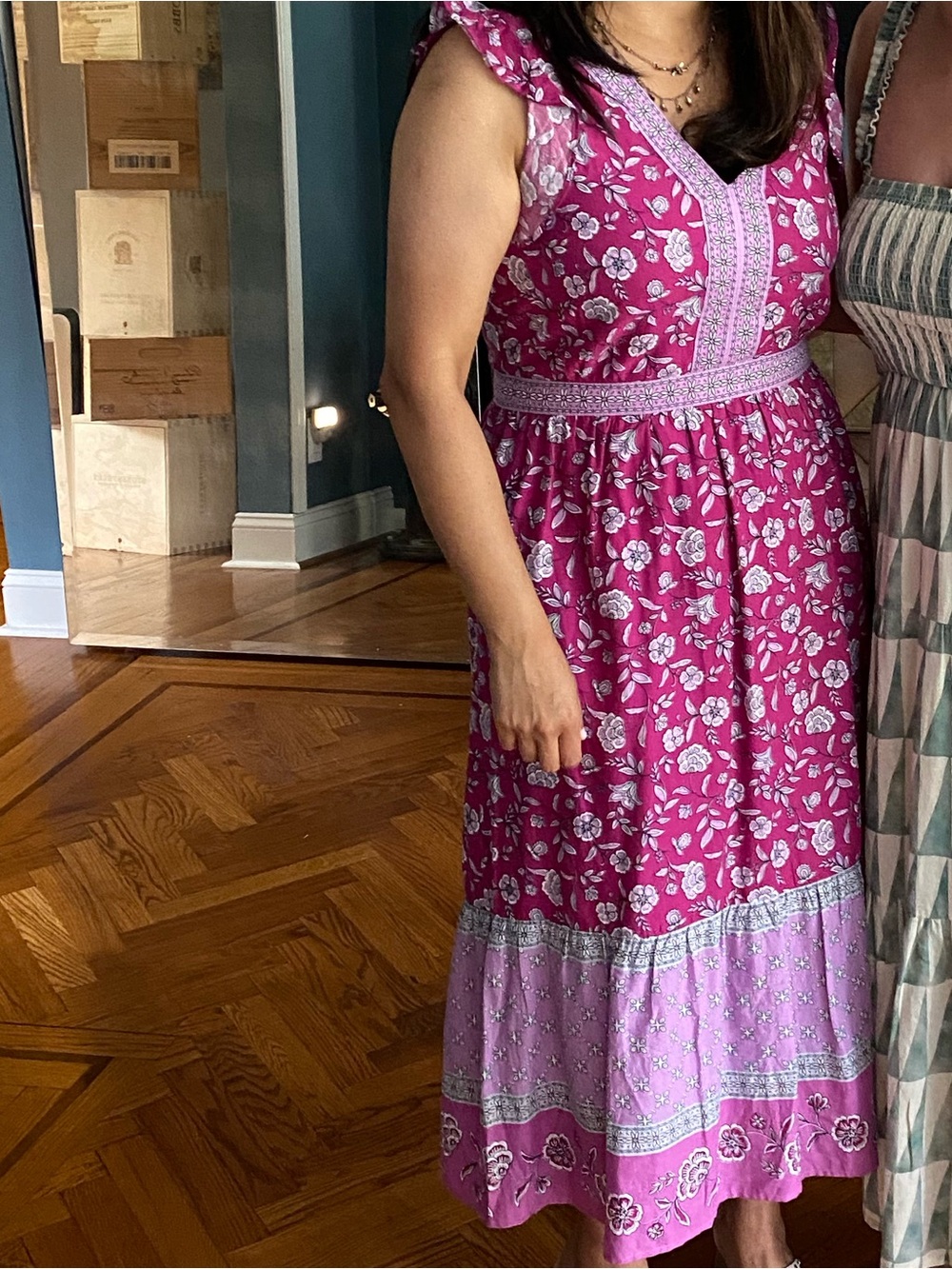 Anne Taylor LOFT | Floral Pink Sleeveless Midi Dress